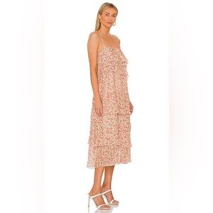 Something Navy Floral Pleated Tiered Dress size large